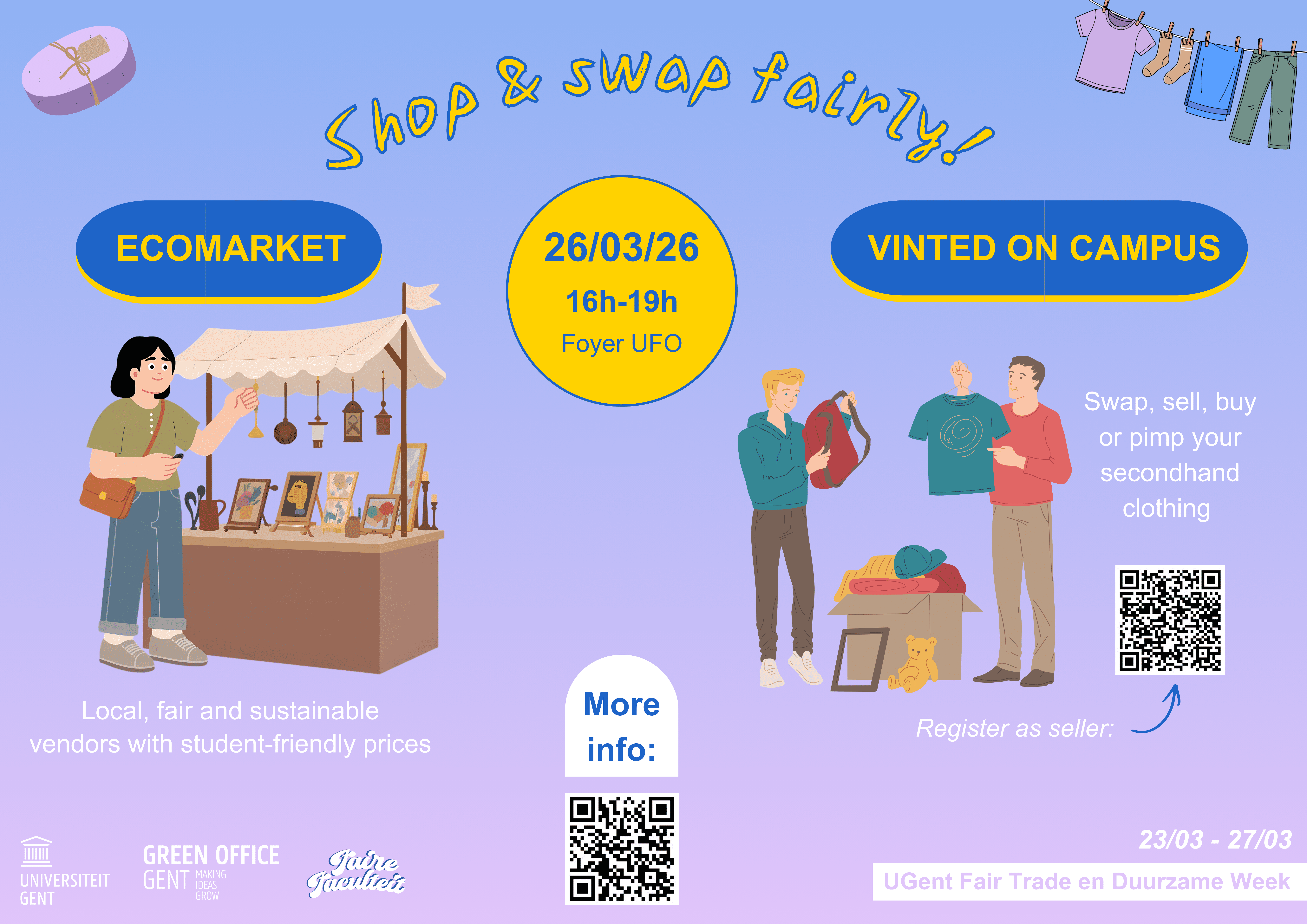 Een afbeelding van Shop & swap sustainably at the ECOMARKET + VINTED ON CAMPUS